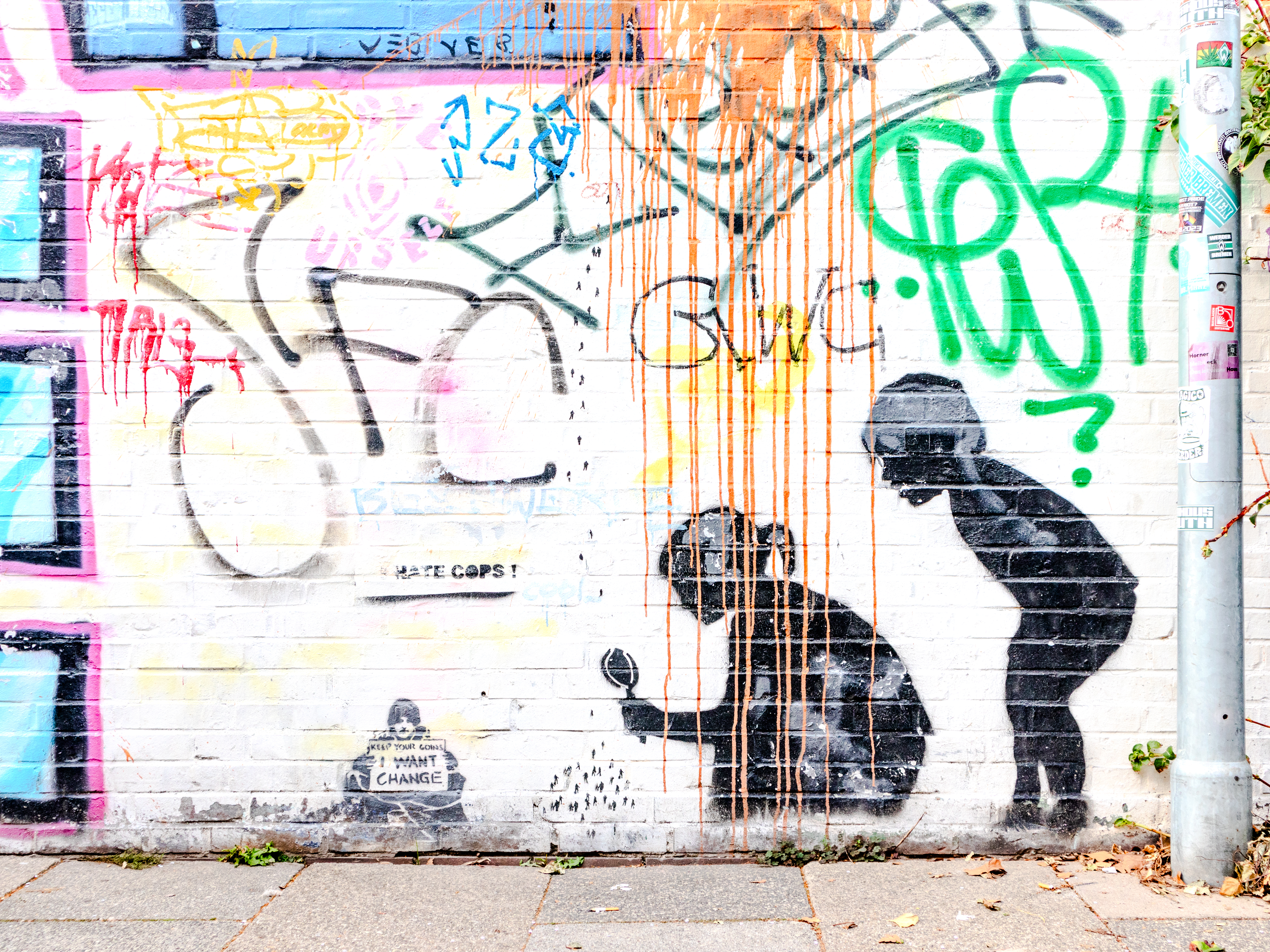 Graffiti-Wand mit urbaner Szene